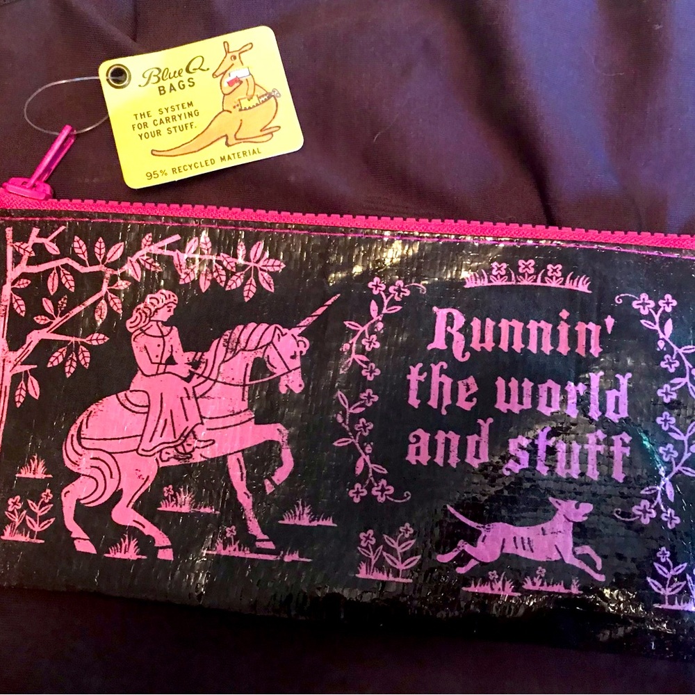 Clutch bag woman on unicorn Runnin’ the World and Stuff
